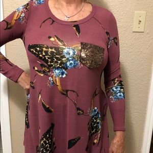 Mauve Bull skull with glitter pocket